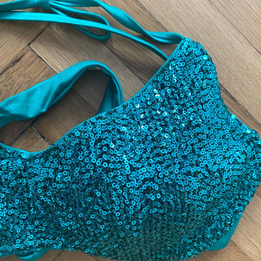 Calzedonia Green Sequin Bralette top Verde XL NWOT 90B/85 C/80D - Picture 6 of 9